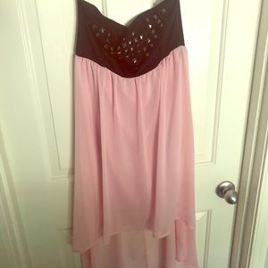 High low strapless dress